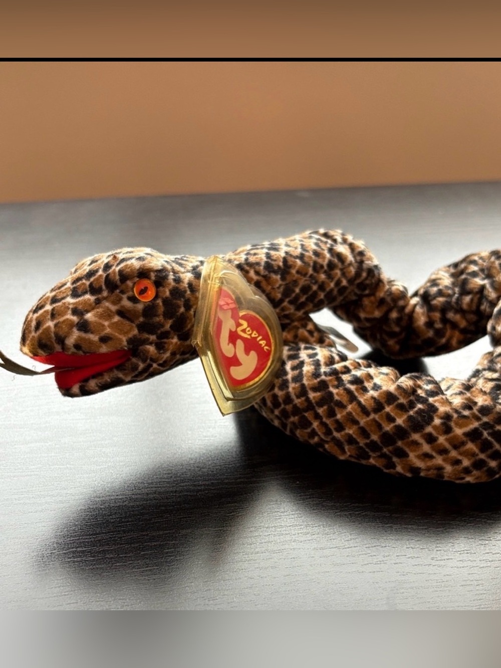 Ty Beanie Babies Zodiac Snake Plush - Spotted Brown and Black Snake